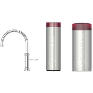 Quooker Classic Fusion Round kokendwaterkraan - draaibare uitloop - Combi+ incl. Cube reservoir - Warm / kokend / bruisend / gefilterd water - Chroom 22+CFRCHR-CUBE