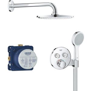 GROHE Grohtherm Smartcontrol Regendoucheset Inbouw - hoofddouche 21cm - handdouche rond - wandarm - chroom 34743000