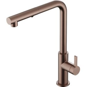 Hotbath Ace Keukenmengkraan - opbouw - draaibare uitloop - handdouche - Duo-spray - Geborsteld Koper PVD AC042BCP