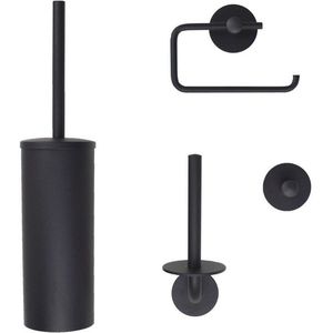 Nemo Spring Nero toiletaccessoireset toiletborstelset toiletrolhouder reserverolhouder enkele haak mat zwart AQ4P301Z