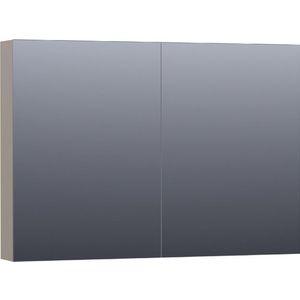 BRAUER Plain Spiegelkast - 100x70x15cm - 2 links/rechtsdraaiende spiegeldeuren - MDF - mat taupe SK-PL100MT