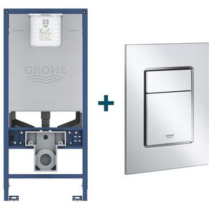 GROHE Rapid SLX Inbouwreservoir - frame netspanning - douchewc aansluiting - GROHE Skate cosmopolitan bedieningsplaat - Chroom sw107663/sw405420