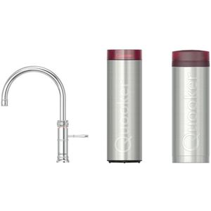Quooker Classic Fusion Round kokendwaterkraan - draaibare uitloop - PRO3 incl. Cube reservoir - Warm / kokend / bruisend / gefilterd water - Chroom 3CFRCHR-CUBE