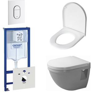 Duravit Starck 3 Compact Toiletset - inbouwreservoir - diepspoel compact wandcloset - softclose - bedieningsplaat verticaal - wit 0290272/0314161/0729205/0729242/