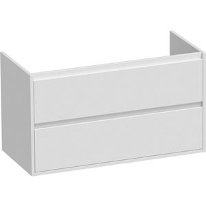 BRAUER New Future Wastafelonderkast - 100x46x55cm - 2 greeploze softclose lades - 1 sifonuitsparing - MDF - hoogglans wit 10606