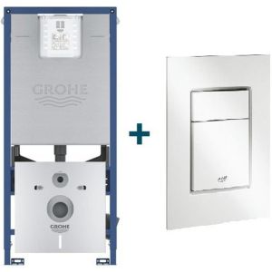 GROHE Rapid SLX inbouwreservoir met 3-in-1 set frame inclusief GROHE Skate cosmopolitan bedieningsplaat wit sw107662/sw336183