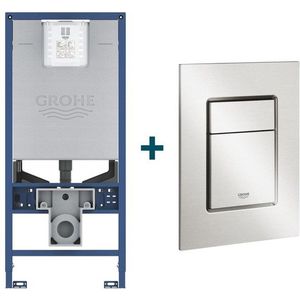 GROHE Rapid SLX Inbouwreservoir - frame netspanning - douchewc aansluiting - GROHE Skate cosmopolitan bedieningsplaat - Supersteel sw107660/sw405420