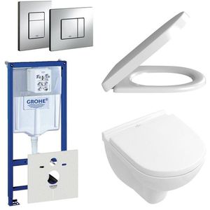 Villeroy & Boch O.Novo toiletset - compact - met inbouwreservoir - softclose en quickrelease zitting - bedieningsplaat verticaal/horizontaal chroom 0720001/0729205/0124162/0124182/