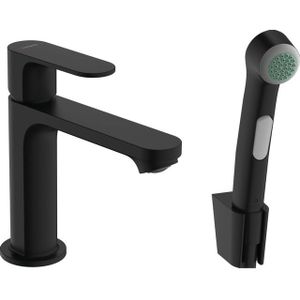 Hansgrohe Rebris S bidetset m. 1-gats wastafelkraan 110 z. waste m. handdouche m. doucheslang 160cm mat zwart 72215670