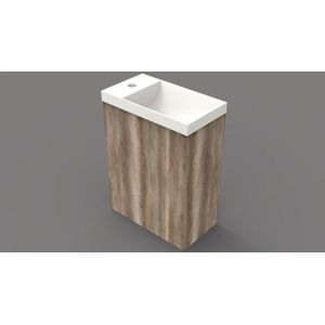 Arcqua Luna Fonteinset 54.3x39.7x21.8cm Canyon Oak met marble fontein zonder overloop glans wit FNK411269