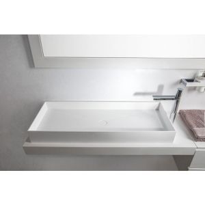 Ideavit Solidjoy opbouw wastafel 100x37.5x11cm rechthoek 0 kraangaten 1 wasbak Solid surface wit 290027