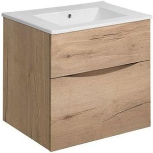 Crosswater Glide II Badmeubelset - 50x45x52cm - 2 lades - greeploos - wastafel wit -windsor oak SW487200 SW487201