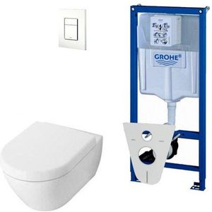 Villeroy & Boch Subway 2.0 DirectFlush softclose toiletset met Grohe reservoir en bedieningsplaat wit 0720003/0729205/0124060/ga26028/