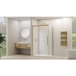 Van Rijn Products Schuifdeur voor hoekcabine incl. soft-close helder glas incl. glasbehandeling (1565-1615) x 2000 Geborsteld Messing beslag ST09350160HESB