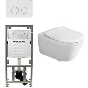 Villeroy & Boch Subway 2.0 Inbouwset met wandclosetpot wit softclose slimseat zitting afdekplaat sigma20 wit 0124005/0701131/ga91964/sw53743/