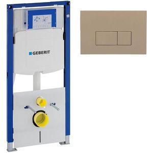 Geberit Duofix Element - UP 320 - QeramiQ push bedieningsplaat - wand 112cm - bedieningsplaat taupe - rechthoekige knoppen - kunststof wit glans SW1102379 0700090