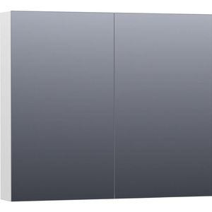 BRAUER Plain Spiegelkast - 80x70x15cm - 2 links/rechtsdraaiende spiegeldeuren - MDF - hoogglans wit SK-PL80HW