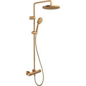 Duravit Shower Systems Douchesysteem - thermostatisch - HOH=15cm - hoofddouche Ø25.2cm - handdouche rond - geborsteld brons th4282008004