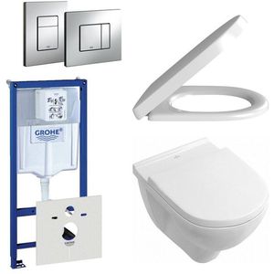 Villeroy & Boch O.Novo toiletset - inclusief inbouwreservoir - softclose & quickrelease zitting - bedieningsplaat verticaal/horizontaal chroom 0720001/0729205/0124162/0124182/