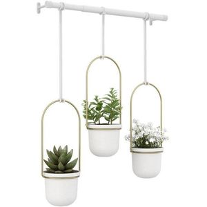 Umbra - Triflora - Plantenhanger - Wit/Goud - Polyester - Voor 3 Planten