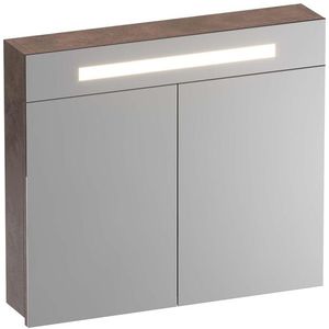 BRAUER Promise spiegelkast - 80x70x15cm - met directe verlichting - 2 enkelzijdige spiegeldeuren - Erosion SK-PR80ER