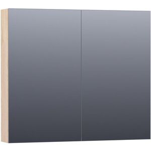 BRAUER Impress Deluxe spiegelkast - 80x70x15cm - interne en externe verlichting - 2 dubbelzijdige spiegeldeuren - Sunlit SK-IMD80SL