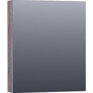 BRAUER Impress Deluxe spiegelkast - 60x70x15cm - interne en externe verlichting - 1 rechtsdraaiende dubbelzijdige spiegeldeur Driftwood SK-IMD60RDR