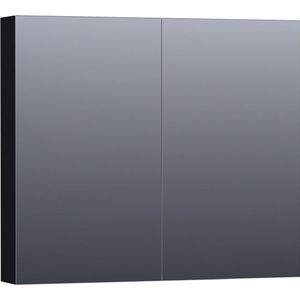 BRAUER Plain Spiegelkast - 80x70x15cm - 2 links/rechtsdraaiende spiegeldeuren - MDF - mat zwart SK-PL80MZ