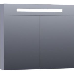BRAUER Promise Deluxe spiegelkast - 80x70x15cm - met directe verlichting - 2 dubbelzijdige spiegeldeuren - mat grijs SK-PRD80MG