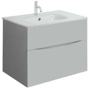 Crosswater Glide II Badkamermeubelset - 70x45x52cm - 2 lades - greeploos - softclose - storm grey - kraangat - wit SW487206 SW487205