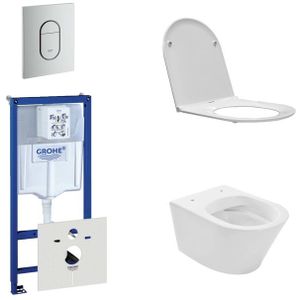 Praya Vesta Toiletset - spoelrandloos - inbouwreservoir - softclose - quickrelease - bedieningsplaat verticaal - mat chroom 0729205/0729241/sw95748/sw96079/