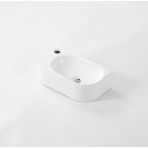 QeramiQ Pure Fontein - 40x22x12cm - Links - Glad - halfrond - 1 kraangat - Keramiek - Wit Glans DX-8718R