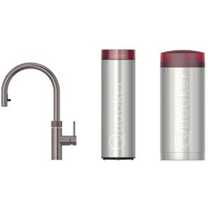 Quooker flex kokendwaterkraan - draaibare & uittrekbare uitloop - Combi incl. Cube reservoir - Warm / kokend / bruisend / gefilterd water - Gunmetal 22XGME-CUBE