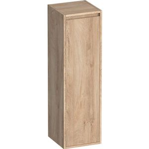 BRAUER Adore Wavy Hoge Kast - 120x35x35cm - 1 Deur - Linksdraaiend - Greeploos - Forest Wheat