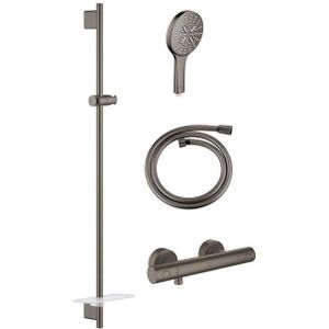 GROHE Grohtherm 1000 thermostatische doucheset met slang 175cm smartactive rond hard graphite geborsteld sw98744/SW98828/sw472324/sw472379/