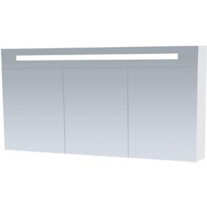 BRAUER Double Face Spiegelkast - 140x70x15cm - verlichting - geintegreerd - 3 links- rechtsdraaiende spiegeldeur - MDF - hoogglans wit 7074