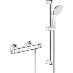 GROHE Grohtherm 1000 Thermostatische douchemengkraan 1/2" met douchegarnituur hoh 15cm met koppelingen chroom 34820004