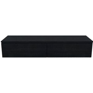 Arcqua Living Onderkast - 160x46x30cm - 2 lades - greeploos - gemelamineerd spaanplaat - oak black ONK494591