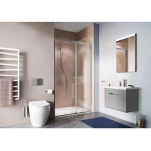 Crosswater Clear 6 schuifdeur - 100x195cm - 8mm - helder veiligheidsglas - zilver profiel CASLSC1000