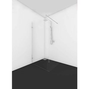 Van Rijn Products ST01 Vaste wand 40 cm breed 8mm helder glas incl. chroom muurklemmen 200cm hoog. ST0140K