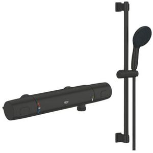 GROHE Precision Trend QuickFix Douchekraan - thermostatisch - met glijstangset - HOH 12cm - matte black (zwart) SW1126845 / SW1126516