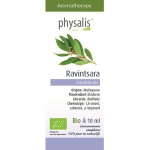 Physalis Etherische Olie Ravintsara Bio 10ml - Diffuser, huid en inwendig