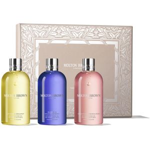 Molton Brown - Bad- en Douchegelset - Sinaasappel & Bergamot 300 ml - Blauwebel & Wilde Aardbei 300 ml - Heerlijke Rabarber & Roos 300 ml