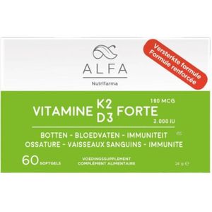 Alfa Immuunsysteem Vitamine K2 & D3 Forte Versterkte Formule 60Capsules