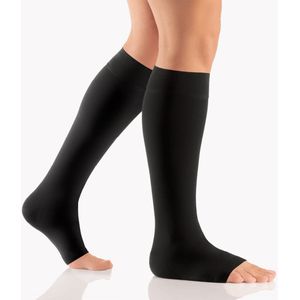 AktiVen Plus Steunkousen (AD) Open Teenstuk Zwart