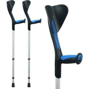 Advance elleboogkrukken met flexibele doppen, blauw - loopkrukken - krukken open manchet. Set - paar van 2