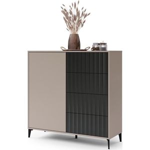 Vida Designs Zwarte commode met 5 laden met metalen handgrepen, geleiders en anti-doorzakken houder