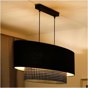 Duolla - Hanglamp aan een koord DOUBLE OVAL RATTAN 2xE27/15W/230V zwart/rotan