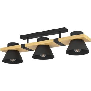 EGLO Maccles Plafondlamp - E27 - 78 cm - Zwart/Bruin - Staal/Hout