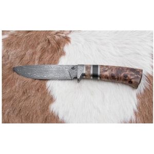 Damascus jachtmes 13 cm populier/ebbehout